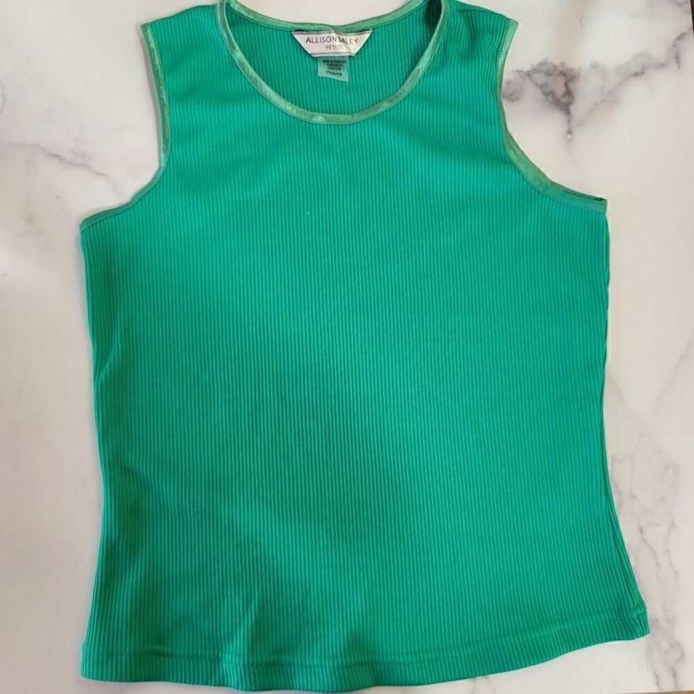 Tank Top Allison Daley vintage  Bright green petite extra small ribbed ribbed  S